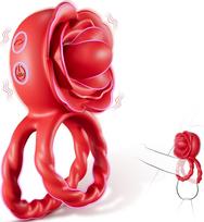 SuperLove Licking Tongue Vibrating Cock Ring Red