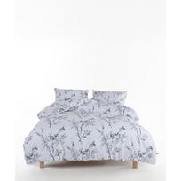 Baltos spalvos/pilkos spalvos iš ranforce medvilnės viengulė patalynė 140x200 cm White Floral – Mila Home Luxury