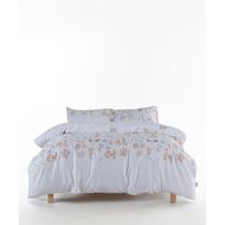 Baltos spalvos iš satino medvilnės dvigulė/itin ilga patalynė 240x220 cm Ivory Garden Floral – Mila Home Luxury