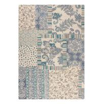 Rankų darbo mėlynos spalvos/smėlio spalvos iš vilnos kilimas 160x230 cm Eloise Patchwork – Flair Rugs