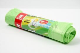 Šiukšlių maišai užrišami, 60 l./10 vnt., HDPE, žali