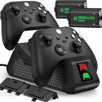 Xbox valdiklio įkroviklis su 2 x 1800mAh baterijomis, USB įkrovimo stotelė, įkrovimo bazė, žaidimų valdiklių akumuliatorių įkroviklis