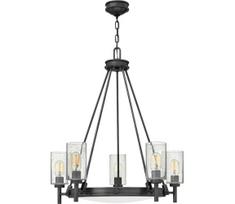 Hinkley HK-COLLIER5-BX - Liustra ant grandinės COLLIER 5xE27/40W/230V skersmuo 68,5 cm
