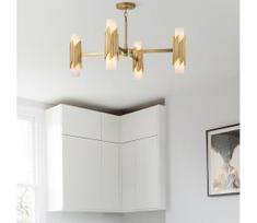 Elstead MARVELE8-AB-OPAL - Liustra su strypu MARVELE 8xE14/40W/230V auksinė