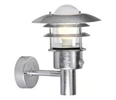 Nordlux - LONSTRUP lauko sieninis šviestuvas su judesio jutikliu 1xE27/60W/230V IP44, sidabrinis