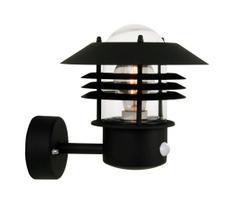 Nordlux - Lauko sieninis šviestuvas su judesio jutikliu VEJERS 1xE27/60W/230V IP54 juodas