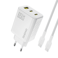 Dudao A29C 65W GaN laidinis įkroviklis + USB-C kabelis – baltos spalvos
