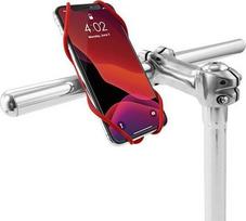 Mobile phone holder Bone Bike Tie 3, on the bike, adjustable size, red, 4.7-7.2", silicone
