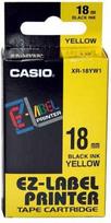 Casio XR-18YW1 tape, black print/yellow backing, not laminated, 8m, 18mm