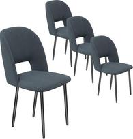Hawthyhome Valgomojo kėdės 4 valgomojo kėdžių rinkinys Minkšta sėdynė Sėdynės plotis 46 cm Metalinės kojos Velveto audinys 136 kg apkrova Svetainės miegamasis Studija Pilka
