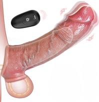 SuperLove Super Realistic Vibrating Penis Liquid Silicone Extender with Remote