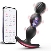 SuperLove Anal Beads Vibrating Butt Plug with App Black