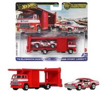 Hot Wheels Premium Team Transport Modeliukas 1973 Plymouth Duster & Second Story Lorry, red/white