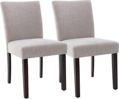 "Watson & Whitely" virtuvės valgomojo kėdės "Performance Fabric Finish Upholstered Dining Chairs Solid Dark Brown Legs Set of 2 Grey