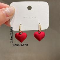 Red Heart Dropper Earrings for Women Versatile in All Seasons Suitable for Daily Wedding Occasions Style