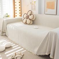 Luxurious Chenille Sofa Cushion: 2025 Non-Slip, Year-Round Comfort & Style 180x130cm Single beveik baltos spalvos