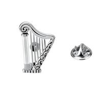 Silver harp instrument brooch jewelry men and women's straight line needle collar pin balta