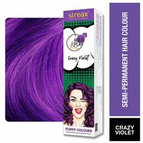 Streax Professional Crazy Violet Semi Permanent Hair Colour Ammonia Free Easy DIY Use Long Lasting Vibrant Purple Hair Dye For Bold Highlights 100ml