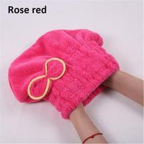 Hair Drying Cap Microfiber Ultra Absorbent Hair Dry Wrap Cap Fast DrierMakeup rožinė raudona spalva