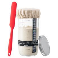 Rūgštinės tešlos raugo indelis Rinkinys 24oz 730ML Stiklinis Rūgštinės duonos kepimo reikmenys Fermentacijos rinkinys su žymėjimo juostele JT430 skaidri