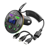3 viename automobilinis Bluetooth 5.0 FM siųstuvas MP3 moduliatorius grotuvas laisvų rankų garso imtuvas C tipo USB automobilinio telefono įkroviklis su laidu, skirtu iPhone Huawei Xiaomi Q21