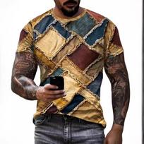 2025 Summer Short Sleeve American High Street Retro Versatile Style Men's Loose Trendy Brand Short Sleeve XS