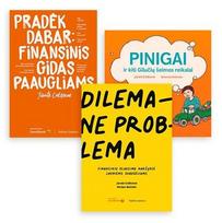 Jūratės Cvilikienės 3 knygų rinkinys: Pinigai ir kiti Gilučių šeimos reikalai + Pradėk dabar: finansinis gidas paaugliams + Dilema – ne problema - Jūratė Cvilikienė