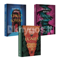 Sarah J. Maas 3 knygų rinkinys: Stiklo sostas + Vidurnakčio karūna + Ugnies paveldėtoja
