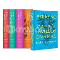 Sarah J. Maas 5 knygų rinknys: Dyglių ir rožių dvaras + Miglos ir įtūžio dvaras + Sparnų ir griuvėsių dvaras + Sidabro liepsnų dvaras + Šerkšno ir žvaigždžių šviesos dvaras