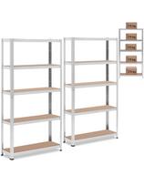 Metalinis laikymo lentynas su 5 lentynomis 875 kg 90 x 30 x 180 cm pilka 2 vnt.