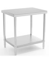 Stalas, centrinis plieninis stalviršis su lentyna 80 x 60 cm