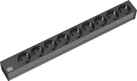 Bachmann 19"-Steckdosenleiste ALU 1HE, 9-fach 35?, schwarz, 2,0m, ohne Schalter