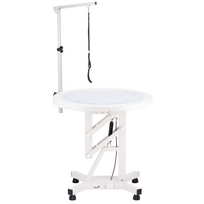 „Blovi Luce Air Lift LED Grooming Table“ – kirpimo stalas su apšviestu 70 cm pasukamu stalviršiu ir pneumatiniu keltuvu.