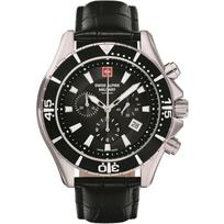 Swiss Alpine Military By Grovana Nautilus Chronograph Juodas ciferblatas Kvarcinis 7040.9537 100M Vyriškas laikrodis juoda