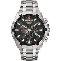 Swiss Alpine Military by Grovana Star Fighter Chronograph Black Dial Quartz 7043.9137 100M vyriškas laikrodis juoda
