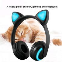 Belaidės Bluetooth ausinės su kačių ausytėmis Sulankstomos Cosplay ausinės Dovana mergaitei vaikui Mada