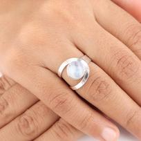 Natūralus vaivorykštinis mėnulio akmuo 925 svarų sterlingų sidabro papuošalai Rankų darbo žiedas RR-68-34 4