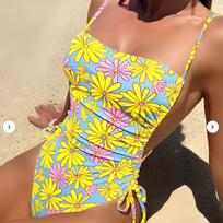 2025 Floral String One Piece Swimsuit Backless Sexy Swimwear Women Bathing Suit Female Swimming Summer Beachwear Bodysuit S