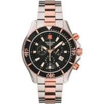 Swiss Alpine Military by Grovana Nautilus Chronograph Black Dial Quartz 7040.9157 100M vyriškas laikrodis juoda