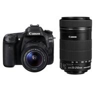 Canon EOS 80D skaitmeninis veidrodinis fotoaparatas + EF-S 18-55mm f/3.5-5.6 IS STM + EF-S 55-250mm f/4-5.6 IS STM priartinantis objektyvas juoda