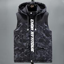 Plus Size S-8XL Winter Sleeveless Parkas Man Outerwears Fashion Men's Warm Vest Hooded 5XL white