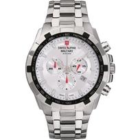 Swiss Alpine Military by Grovana Star Fighter Chronograph Sidabrinis ciferblatas Quartz 7043.9132 100M vyriškas laikrodis sidabras