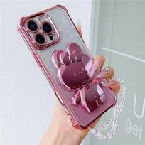 Glitter Shockproof Phone Case For Xiaomi Redmi 14C 13 13C 12 12C 10 10C 10A 9 9A 9C A3 Mirror Rabbit Stand Crystal Chain Cover Redmi 14C