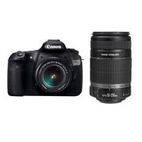 Canon EOS 60D skaitmeninis veidrodinis fotoaparatas + EF-S 18-55mm f/3.5-5.6 IS + EF-S 55-250mm f/4-5.6 IS II priartinantis objektyvas juoda