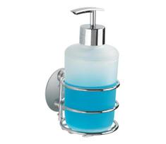 WENKO 18777100 - Skysto muilo dozatorius TURBO-LOC, apvalus plieninis, 7,5x16,5 cm, blizgus chromuotas/baltas