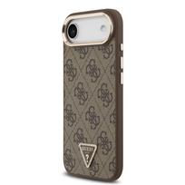 Guess PU Leather 4G Strass Triangle Logo Gold Frame MagSafe dėklas skirtas Apple iPhone Air rudos spalvos