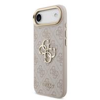 Guess PU Leather 4G Metal Logo Gold Frame dėklas skirtas Apple iPhone Air rožinės spalvos