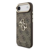 Guess PU Leather 4G Metal Logo Gold Frame dėklas skirtas Apple iPhone Air rudos spalvos