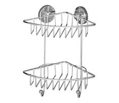 WENKO 20888100- Kampinė lentyna VACUUM-LOC, apvali plieninė, 22,5x29,5 cm, blizgus chromas