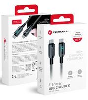 Juodas USB-C - USB-C QC4.0 PD 5A 100W Digital 120cm laidas "Forcell F-ENERGY C277"